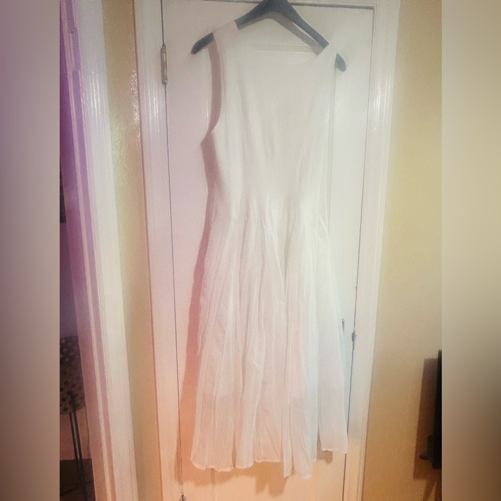 White Drop Waist Sleeveless Dress